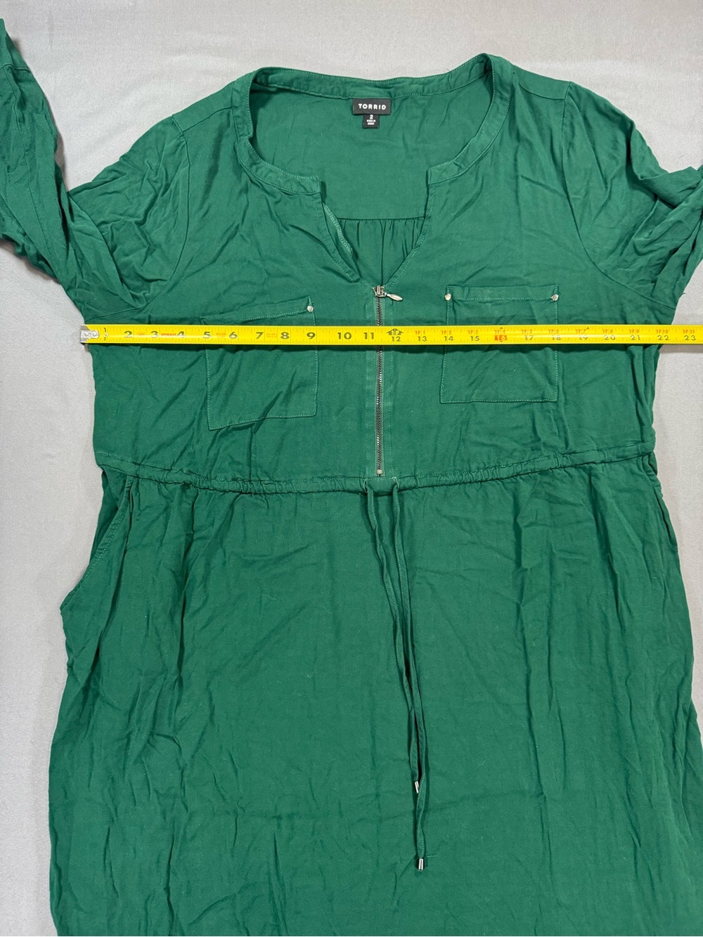 torrid Emerald Green Zip-Front Drawstring Midi Shirt Dress - Picture 6 of 7